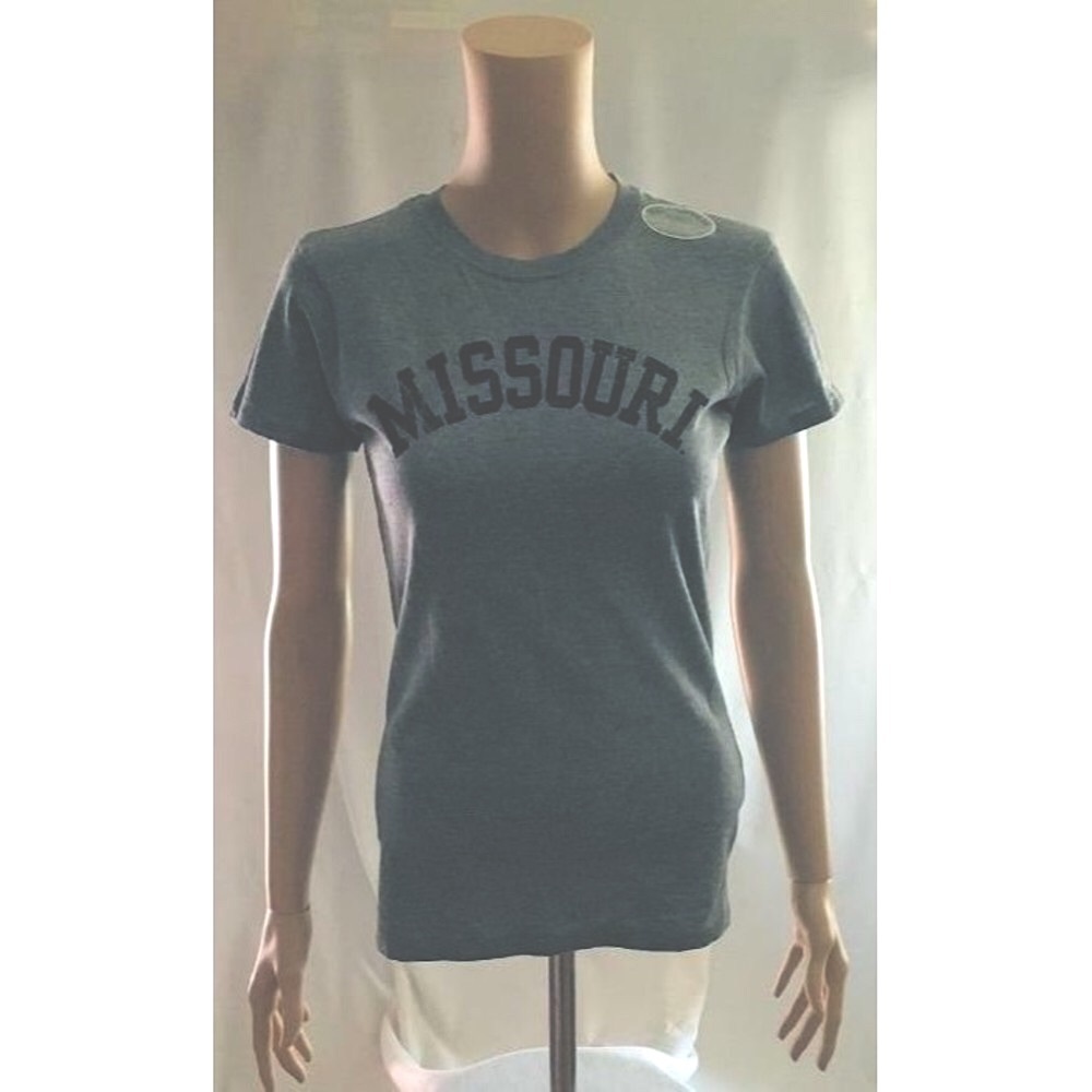 Y2K University of Missouri Tigers Junior's Gray Cotton Crew Neck T Shirt NOS